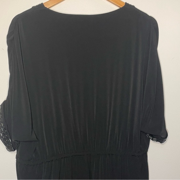 40-Calvin Klein Short Sleeve Midi Black Dress with Beading Size 12 - Picture 8 of 11